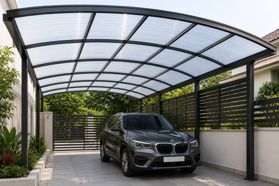 Polycarbonate carport roofing
